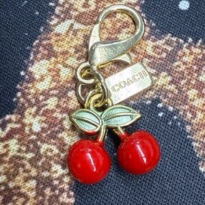 Gold and Red Cherry Keychain